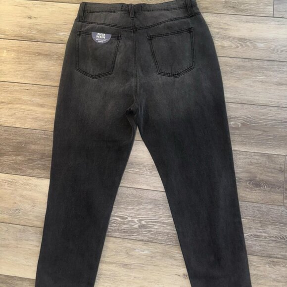 Indigo Rising Step Mom High Rise Skinny Ripped Distress Jeans Sz 11/12 BLACK NWT - Picture 2 of 4